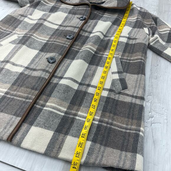 Woman Within Gray Black White Plaid Lined Button Up Winter Jacket Coat 18W - Picture 12 of 13